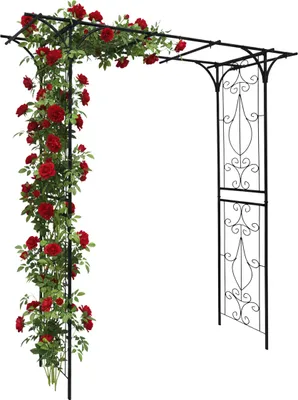 Produktbild von Relaxdays Rosenbogen Metall, Torbogen Garten, HBT: 206 x 204 x 52 cm, eckiger Rankbogen für Kletterpflanzen, schwarz