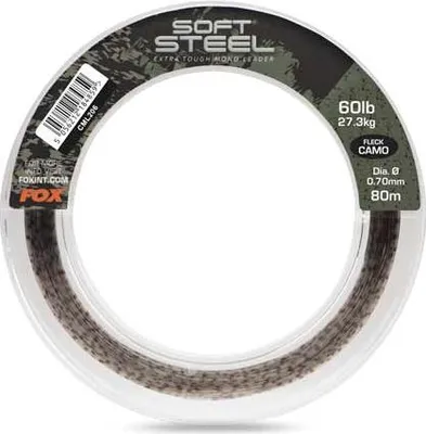 Productafbeelding van Fox Soft Steel Fleck Camo Leader, 60 lbs (27,3 kg), 0,70 mm - 80 meter, voorslag
