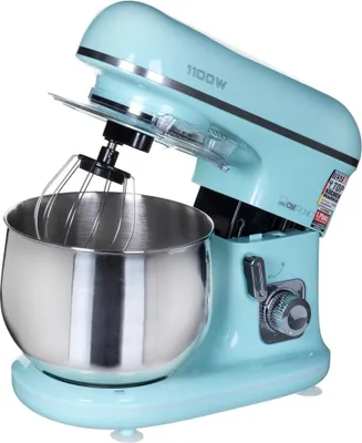 A mint-colored Clatronic kitchen mixer with a silver bowl and whisk attachment, shown on a white background.