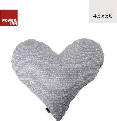 Produktbild von POWER INN Herzkissen groß | Grau mit weißen Linien | Dekokissen | Kuschelkissen | Herz | Geschenk