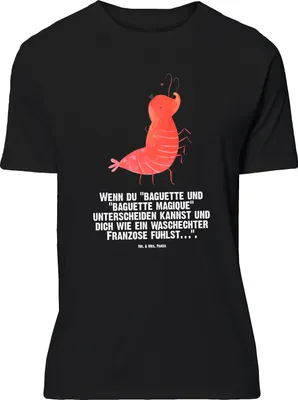 Produktbild von Mr. & Mrs. Panda Größe XL T-Shirt Garnele Franzose - Schwarz - Geschenk, Krabbe, Französisch, mit Spruch, Meer, Tshirt, Shirt