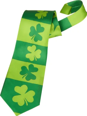 Produktbild von St. Patrick’s Day Kleeblatt Krawatte mit Streifen - grün