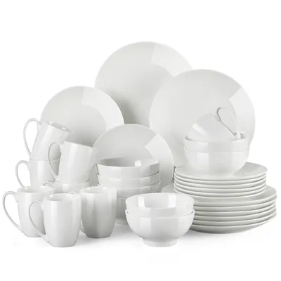 Obrázek produktu pro Porcelánový jídelní servis, 32dílný kombinovaný servis LOVECASA, sada nádobí pro 8 osob, jídelní talíře, šálky, dezertní talíře a miska