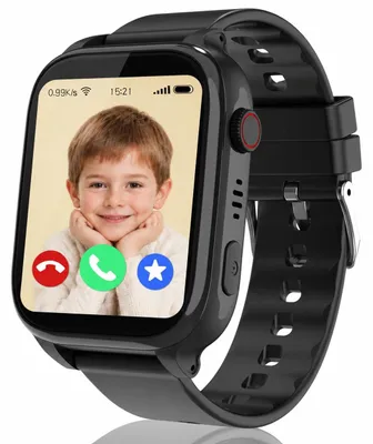 Immagine prodotto di Smartwatch 4G per bambini, resistente all'acqua (IP68), con GPS e funzione telefono, chiamate video HD, funzione SOS, modalità scuola, giochi, sveglia e slot per SIM. Smartwatch impermeabile, colore nero