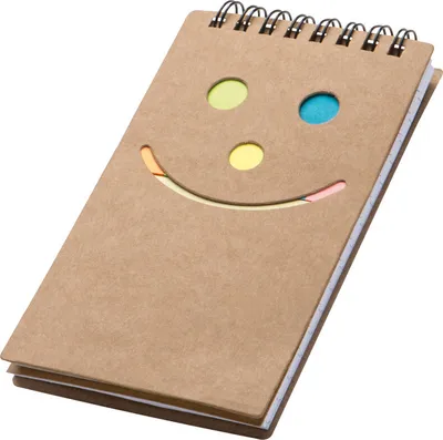 Produktbild von Spiral-Notizbuch mit Smile Gesicht / 50 Blatt + Haftnotizen / Größe: 145x82mm