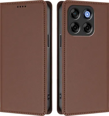 Obrázek produktu pro Kožené pouzdro pro ZTE Blade V70/nubia V70, magnetické flipové pouzdro zPolyuretankůže se stojánkem Hnědá