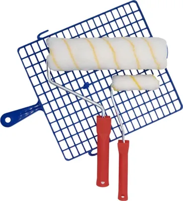 Produktbild von Profi-Farbroller-Set 5-tlg. Malerwalze  Acryl-Farbwalze Farbrolle Abstreifgitter