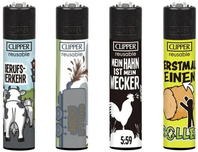 Produktbild von Clipper Feuerzeug 4er Set Dorfleben 2