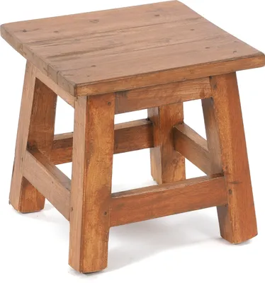 Produktbild von Fusshocker PALO | 27x26cm (HxB), rustikaler Holzhocker Mahagoni Hocker | Farbe: 08 honigfarben gewachst
