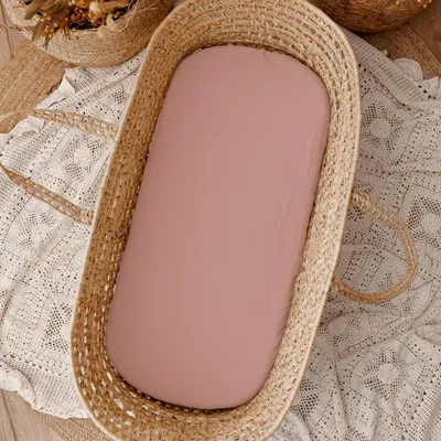 Produktbild von Muminky | Spannbettlaken für Kinderwagen/Stubenwagen - 40x80 cm - Rosa - Baumwolle-Musselin - Hipoallergen