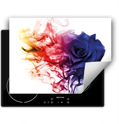 Produktbild von DarHaus Herdabdeckplatte 80x52 cm Anti Rutsch Matte Aufrollbar, bunt - Rose