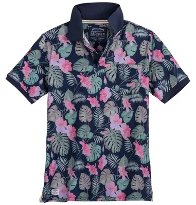 Produktbild von Redfield XXL Poloshirt Floralmuster denimblau-pink