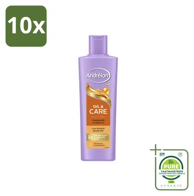 Image de 10 flacons de shampooing Andrélon Oil & Care pour cheveux secs et crépus, 250 ml - Lot de 10