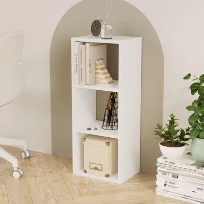 Productafbeelding van LUNOR Canaria displayrek met 3 vakken, wit, 32,5 x 23,5 x 81 cm