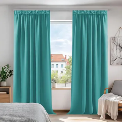 Produktbild von Blickdichte Thermovorhänge Kräuselband 240x140cm Türkis 2er Set