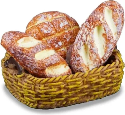 Immagine prodotto di Cestino del pane, pieno, in miniatura – decorazione realistica per la casa delle bambole