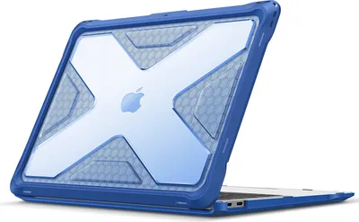 Produktbild von Fintie Hülle Kompatibel mit MacBook Air 13 (2018-2020 Freisetzung) A2337 M1/A2179/A1932 - Ganzkörper-Rugged Hybrid Schutzhülle TPU Stoßstange Case Kompatibel mit MacBook Air 13" Retina, Blau