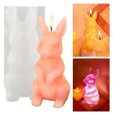 Produktbild von Silikonform Osterhase Kerzenform Kaninchen Gießform 3D Ostern Deko Basteln