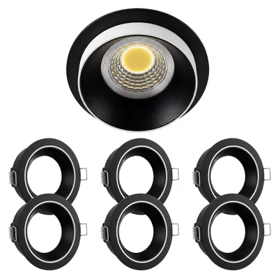 Produktbild von 6x Einbaurahmen Schwarz 919B Ø65 mm für GU10/MR16, rund, Alu-Druckguss, IP20