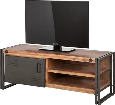 Produktbild von home24 Tv-Lowboard - 2 Fächer Rechts - Akazie Massiv / Metall