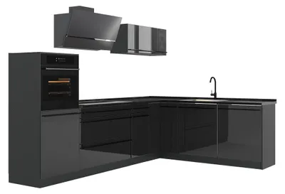 Imagen del producto de Cocina esquinera Vicco R-Line Antracita alto brillo/Antracita 287 x cm sin encimera, Model 66752