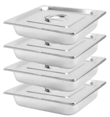 Paneerschalen Set 4-teilig Edelstahl mit Deckel GN 1/2 32,5x26,5x6,5 cm