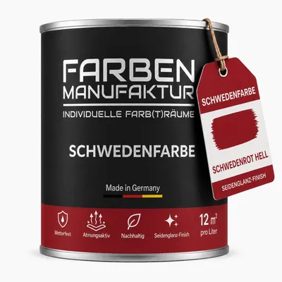 Produktbild von Schwedenfarbe Holzfarbe Holzlack Holzschutz Wetterschutzfarbe deckend  2L - rot hell