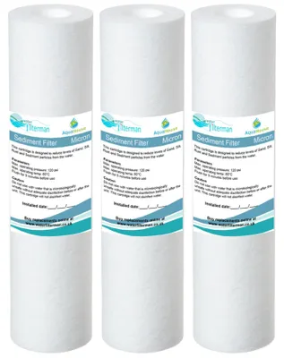 3er-Pack 10" Sedimentfilterpatrone 5 µm, PP, für Standardgehäuse