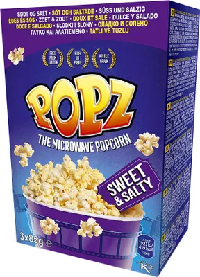 Produktbild von POPZ Mikrowellen-Popcorn Sweet & Salty 3x85g