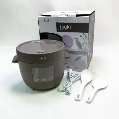 Obrázek produktu pro Yum Asia Tsuki YUM-TS04T Mini rýžovar s keramickou miskou Shinsei (2,5 šálku, 0,45 l), 5 funkcí vaření rýže, 2 funkce multicooker, skrytý LED displej, 220-240 V (oblázkově šedá)