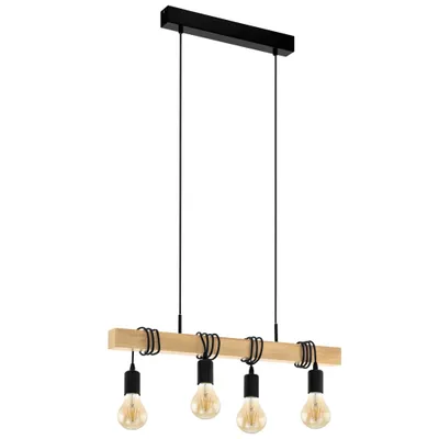 Immagine prodotto di EGLO lampada a sospensione Townshend 4 luci in legno nero e beige
