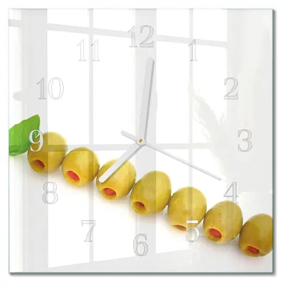 Produktbild von Tulup Glasuhr Wanduhr Küchenuhr Echt-Glas 30x30 cm Modern Dekorativ Geräuschlos Weiße Zeiger - Oliven