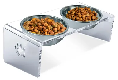 Immagine prodotto di Omgoods - Mangiatoia rialzata per gatti con ciotole in acciaio inossidabile