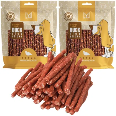 Produktbild von Mersjo Enten-Kabanos mit gebackenem Reis 2x500g - Hundeleckerli Hundesnacks Kausnack Belohnung Naturfleisch