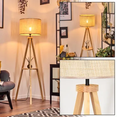 Produktbild von Reggio Boho Stehlampe aus Holz/Papiergeflecht in Natur/Beige, Höhe 153ccm