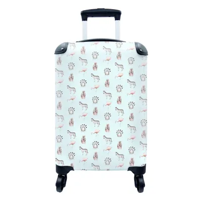 Produktbild von MuchoWow® Koffer Handgepäck Trolley Rollkoffer Kleine Reisekoffer mit 4 Rollen - Tiere - Muster - Pastell - Cabin Size < 55x40x23 cm & 55x40x20 cm - Fotokoffer - Kabinenkoffer - Boardgepäck - Reise-Box - Reisekoffer - Reisegepäck - Koffer mit Bild - Trolley für Kinder