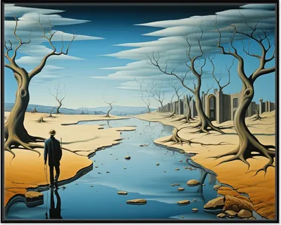 Produktbild von Wallario Wandbild Fluss der Zeit, Größe: 40,30 x 50,30 cm, Poster mit schwarzem Aluminiumrahmen