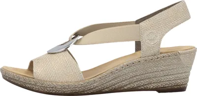Produktbild von Rieker Alula Damen Sandalen Leder Keilabsatz offen elastischer Riemen weiche Einlage