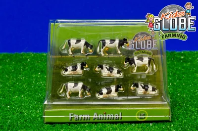 Immagine prodotto di Kids Globe Kühe für Bauernhof 1:87, 8 Stück, Farbe schwarz/weiß, für Kinder