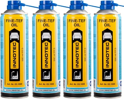 Produktbild von 4 Stück INNOTEC Fine-TEF Oil 500 ml Schmieröl – dünnes, PTFE-haltiges Feinöl, halbtrockener Schmierfilm, wasserabweisend, reduziert Reibung