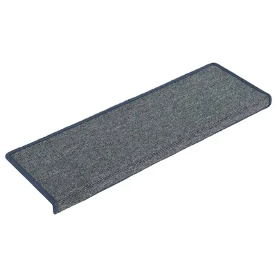 Image de Tapis d'escalier 15 pièces 65 x 21 x 4 cm Gris clair et bleu Bord rectangulaire