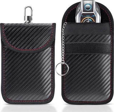 Produktbild von Faraday-Tasche 2er Set für Autoschlüssel-Signalblockierung - Schlüssellöser mit RFID-Blocker für Auto-Sicherheit