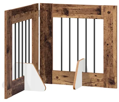 Immagine prodotto di vidaXL Porta pieghevole per cani con supporti, 2 pezzi, legno di recupero, 120,5 cm