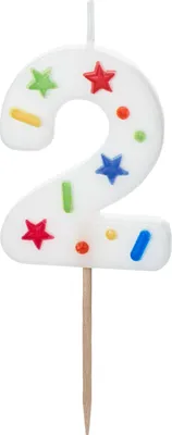 Produktbild von Kerzenzahl #2 | 5,5 cm Weiß Konfetti