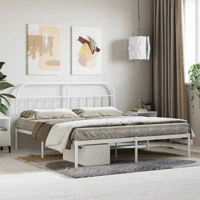 Produktbild von Möbel Bettgestell mit Kopfteil Metall Weiß 180x200 cm - Klassische Betten 353688