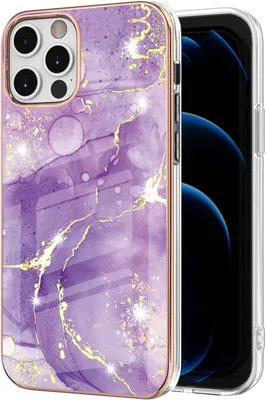Produktbild von iPhone 12 Pro Max Hülle, Ultra Dünn Marmor Handyhülle Anti-Shock Soft TPU Bumper Schutzhülle für iPhone 12 Pro Max Violett