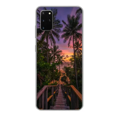 Produktbild von MuchoWow® Handyhülle Schutzhülle Hülle für Samsung Galaxy S20 Plus Sonnenuntergang - Palmen - Strand Silikon Softcase Handy Hülle - Hartschale