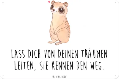 Produktbild von Mr. & Mrs. Panda Schild Plumplori Glücklich DIN A3 - Weiß - Geschenk, Glück, Türschild, Metallbild, Blechschild, Niedlich, Lustige Sprüche, tafel, Wandbild