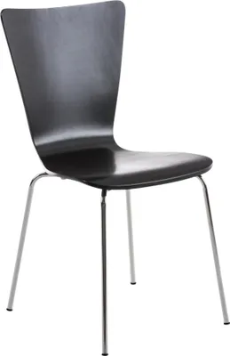 Produktbild von CLP Besucherstuhl Aaron mit ergonomisch geformten Holzsitz und Metallgestell schwarz