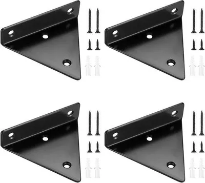 Image de Lot de 4 supports métalliques noirs pour étagères flottantes